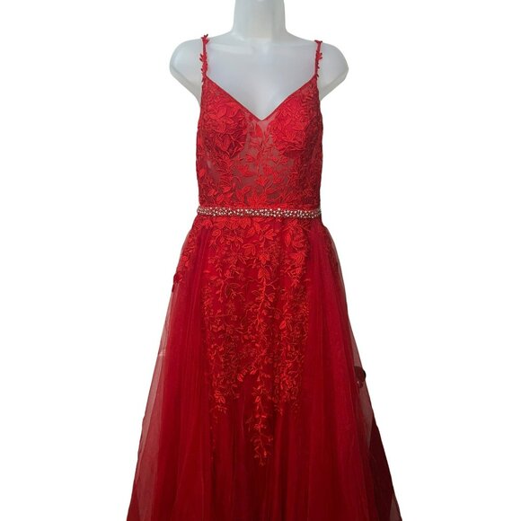 NWT JVN PROM COLLECTION Gorgeous Red Dress Size 6 Retail $599 - Picture 10 of 13